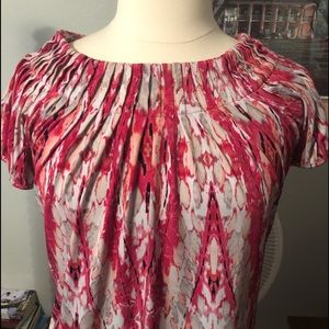 Ruffed neckline red blouse